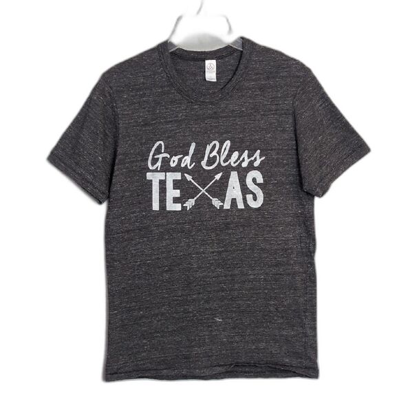 GOD BLESS TEXAS Dark Gray Heathered Graphic Tee Adult M - Picture 1 of 3